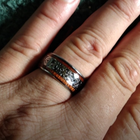 COPY - New Stainless steel woodgrain 8mm Steam punk gears ring - Picture 8 of 9